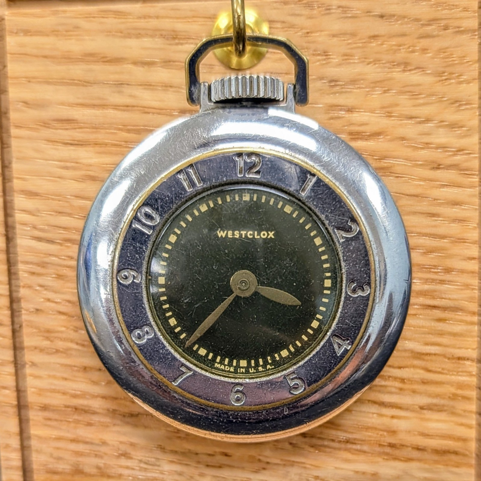 Vintage Westclox Pocket Watch USA Made – Dark Green Dial – Manual Wind