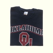 NCAA OU SOONERS OKLAHOMA VTG Y2K RETRO FOOTBALL GRAPHIC BLACK T SHIRT MENs SZ L