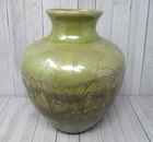 New ListingRed Wing Art Pottery Lion Vase 11” Early Blue Stamp Glossy Drip Glaze Vintage RW