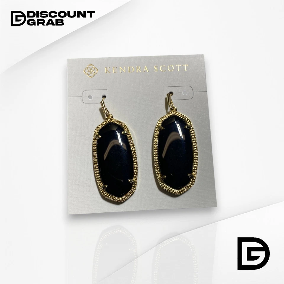 Kendra Scott Elle Drop Earrings Women Jewelry 14k Gold-plated Black Opaque Glass - Image 3 of 4