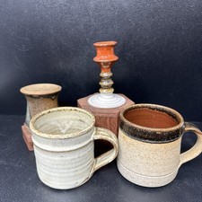 Muchelney Mug + 1 Mug (U/K) Salt Cellar Thomas plowman + Candlestick (U/K) #2888