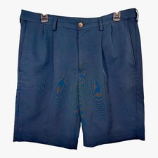 Haggar Golf Navy Dress Shorts Mens Chino Size 34 Cool 18 Pro Expanding Waist EUC