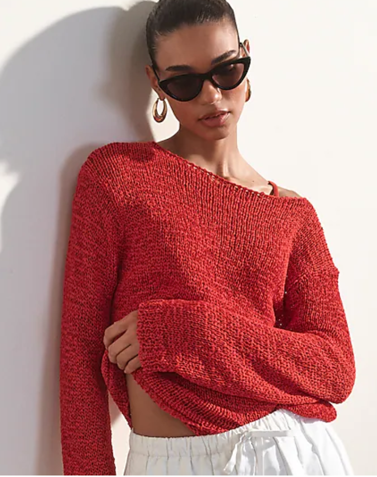 J. Crew NWOT Red Montauk Relaxed Sweater Size XS