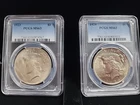 2x 1923 & 1924 Peace Silver Dollar PCGS MS63 TONING Uncirculated 🔥