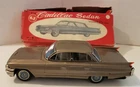 1963 Vintage 8" Gold Cadillac Tin Toy Car Frctn Pwrd w/ Box Bandai Japan Nice