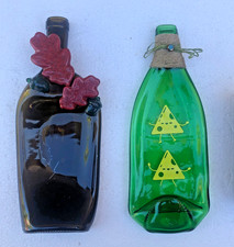 Lot of 2 Flat Wine Bottles - Server / Spoon Rest / cheese platter / wall decor
