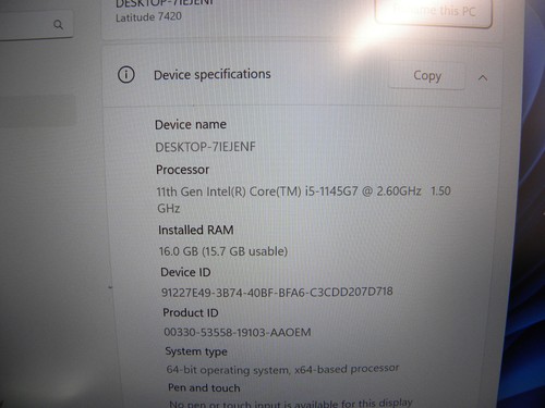 Dell Latitude 7420 LAPTOP i5 2.60GHZ 11th Gen 16GB Ram 512GB NVME SSD #T2W - Afbeelding 5 van 19