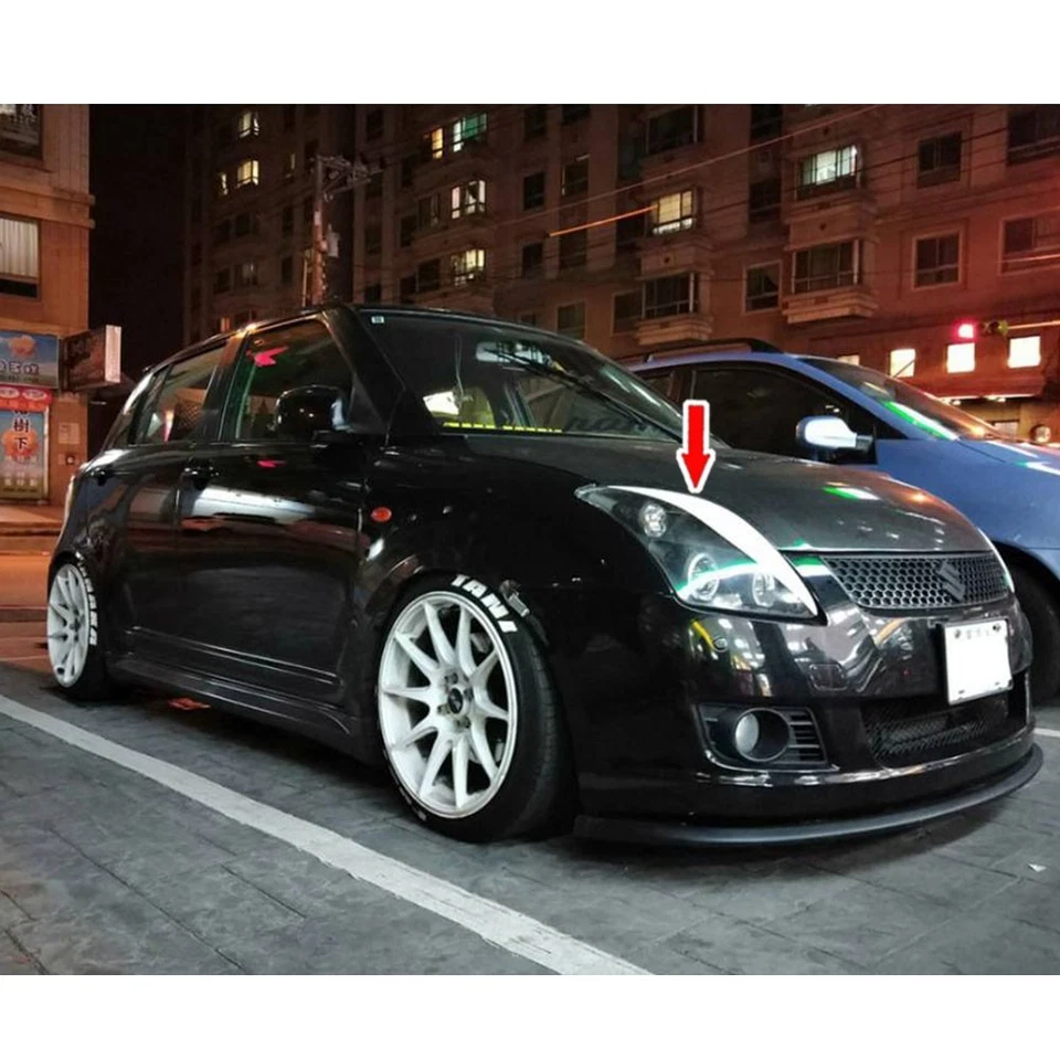 Glossy Black Front Headlight Eyebrow Eyelids For SUZUKI SWIFT 2th 2004-2010 - Image 3 of 4