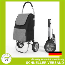 Einkaufstrolley 50L klappbar, Aluminium 2 große Räder 50Kg Traglast Schwarz/Grau