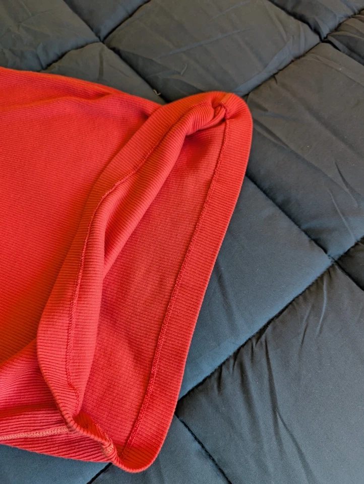 Camisa Y2K Abercrombie & Fitch Para Mujer Acanalada Manga Larga Cuello en V Coral Rosa Grande Foto 3 de 4