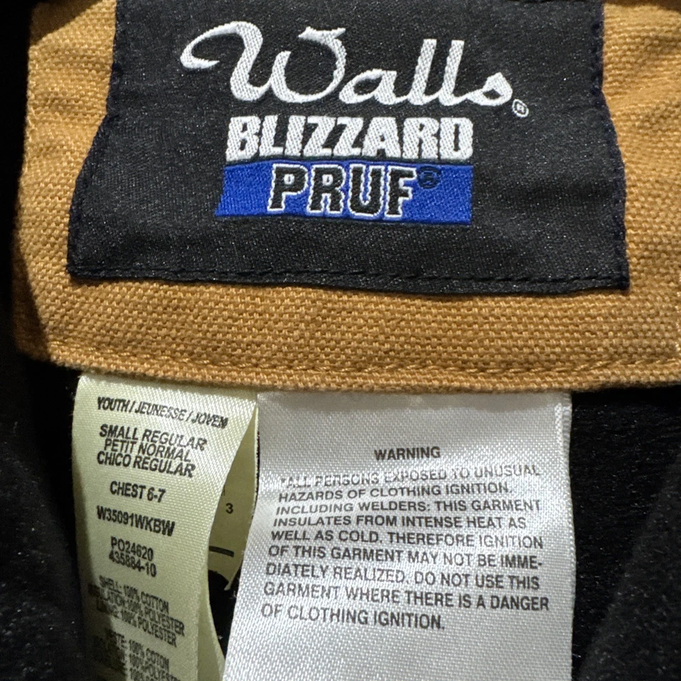 Tan Walls Blizzard Insulated Heavy Duck Jacket Youth S 6-7 Boys Girls - Image 3 of 4