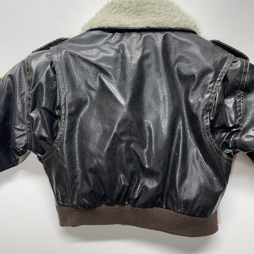 Vintage US Air Force Kids Boys 3T Pilot Leather Patches Padded Bomber Jacket - Picture 11 of 15