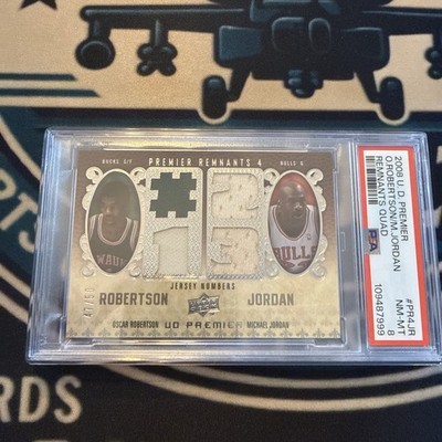 2008-09 UD Premier Game Worn Jersey Michael Jordan Oscar Robertson /50 PSA 8