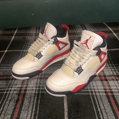 Jordan Air Jordan 4 White/Red/Black red cement Mid Top Lace Up Basketball