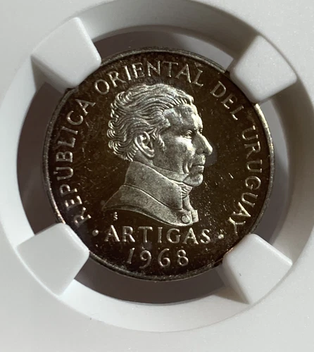 1968 URUGUAY  PATTERN 10 PESO SILVER COIN NGC PF63