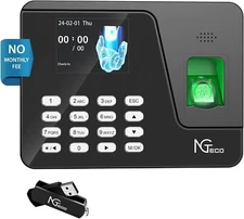 NGTeco AS10-B Standalone Time Clock for Automatic Punch In/Out 10000 Records