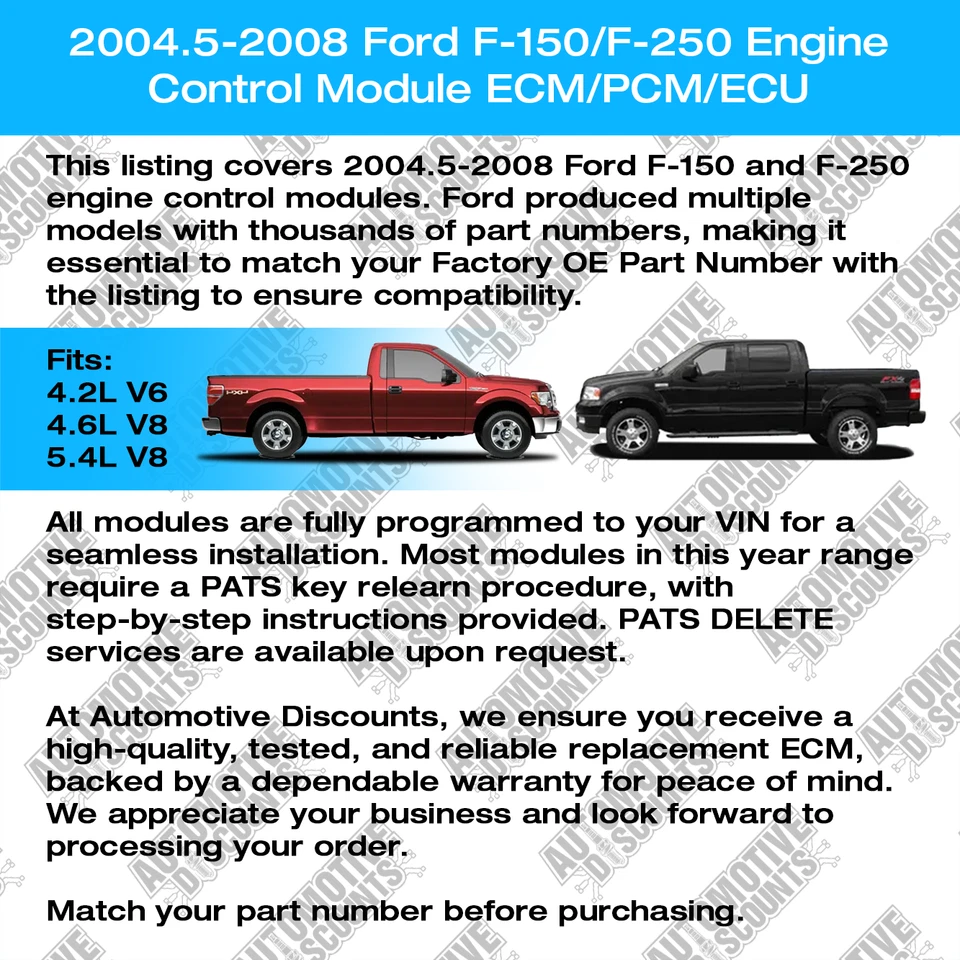 Ford F150 2006 5,4 L 6U7A-12A650-DAB ECU ECM PCM PARPADEANTE PLUG & PLAY Foto 2 de 4