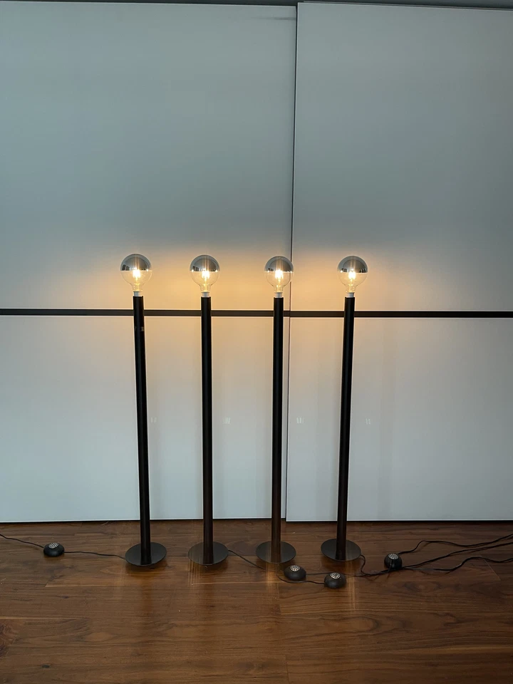 Ligne Roset Floor Lights x 4. hardly used, dimmable with mirror globe bulbs - Image 3 of 4