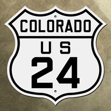 Colorado US route 24 highway marker road sign Tennessee Pass Manitou 1928