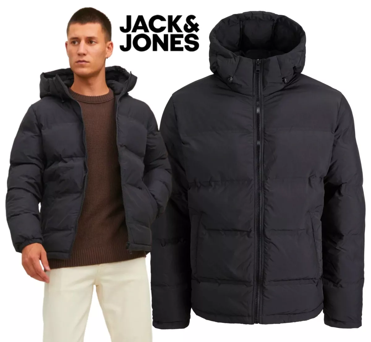 Black Hooded Jacket For Men - JACK&JONES