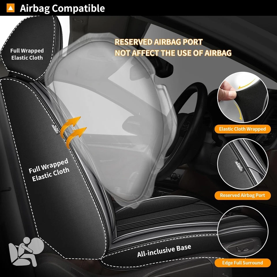 Deluxe 5-Car Seat Cover Faux Leather Protector Pad Fit For Volvo S60 2001-2019 Foto 4 de 4