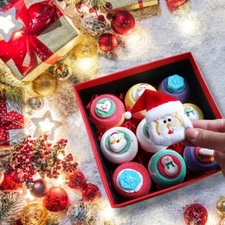 KAV Bath Bombs Set, Holiday Gift Ready 9 100g Christmas Salt Bathbomb Fizzie Set