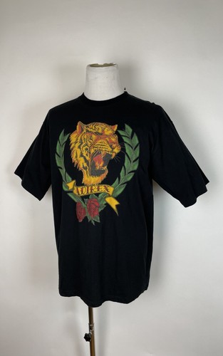 Avirex, Y2K VTG Avirex Tiger Embellished Gold Jewel Graphic T-Shirt Black Men’s XL