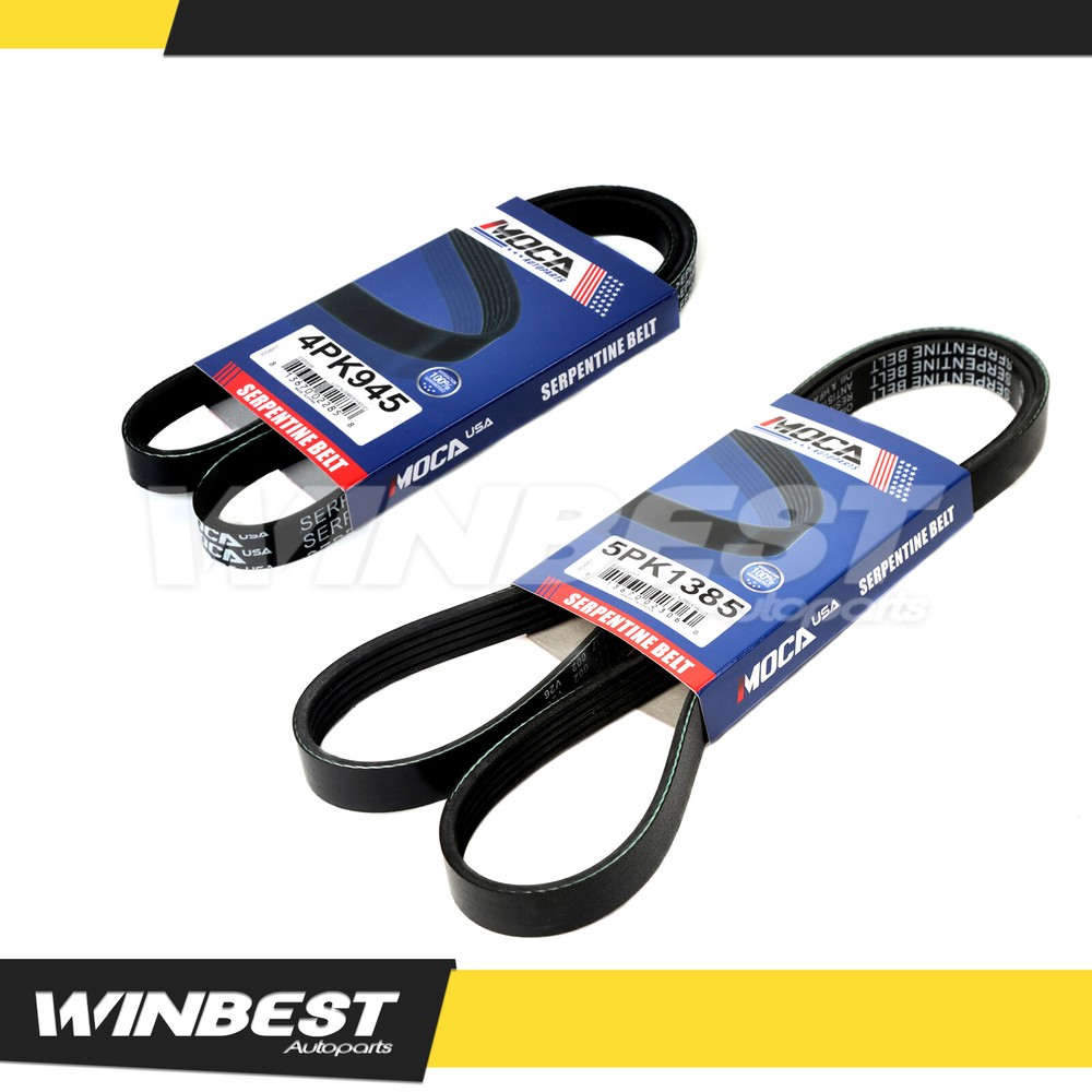 EPDM Serpentine Belt Set for 99-06 Hyundai Sonata Kia 2.4L 2-Piece Kit