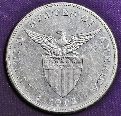 1903-s Philippines 1 Peso.  Silver.  204903