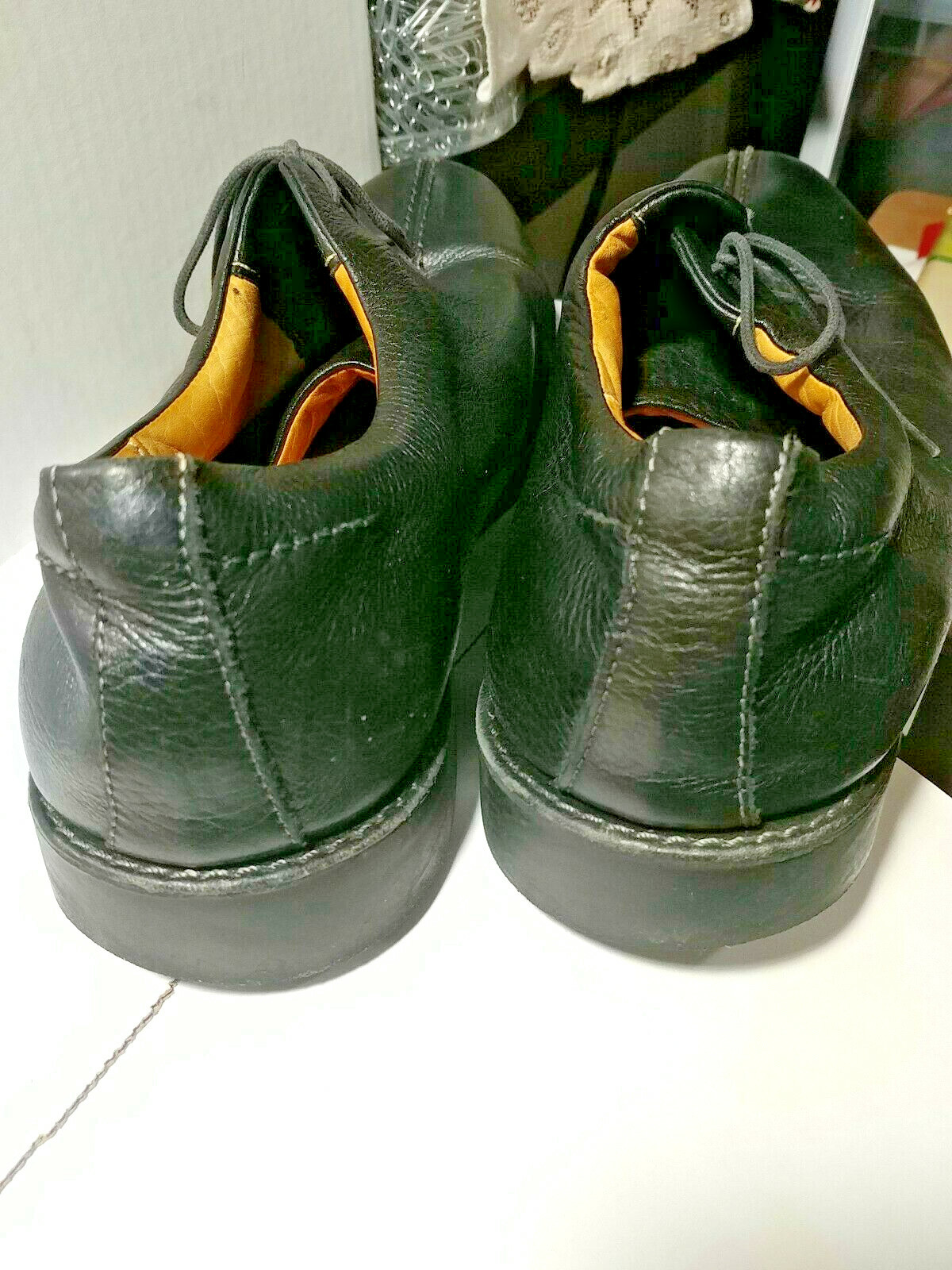 SAOLA Scarpe derby Sandro Moscoloni in morbida pelle nera 6 occhielli taglia uomo 12D US #28046