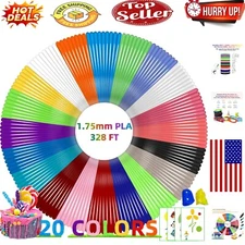 20 Colors PLA 3D Pen Filament Refill Set - 328ft Safe & Odorless Ample Supply