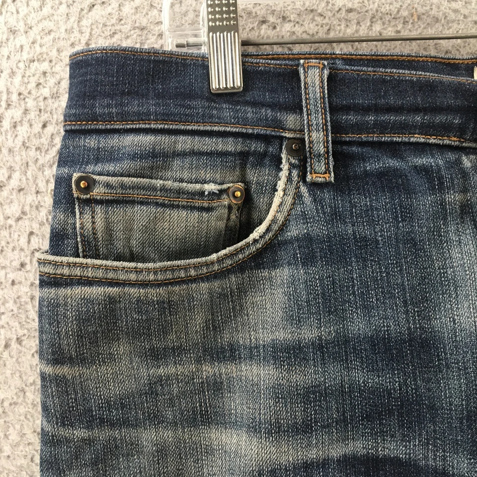 Baldwin Straight Leg Jeans Mens 33 (Actual 36X26) Blue Mid Rise Slim Fit Buttons - Image 3 of 4