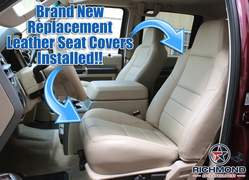 08-10 F250 F350 Lariat - Fundas completas de asiento de cuero de repuesto para el lado del conductor bronceadas - Imagen 10 de 11