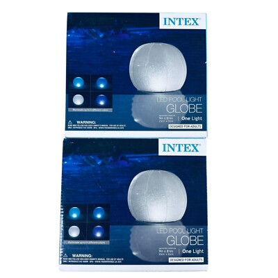 Intex LED Pool Light Globe Inflatable 9'' 4 Modes Battery Operated (2-Pack)