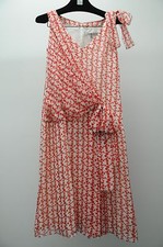 $3190 NEW Carolina Herrera Sleeveless Silk Dress White Red Polka Dot Bow 2