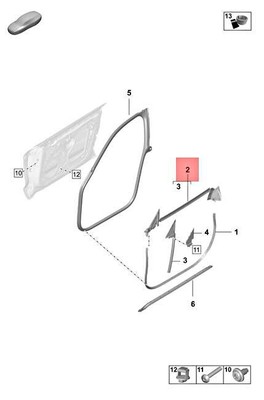Genuine PORSCHE Taycan Y1A Door Seal Inner Upper Left 9J1837835A 