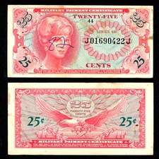US MPC used in VIETNAM 25 Cents Series 641 1st Printing J01690422J (2025-MPC82)