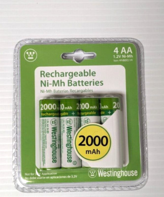 Westinghouse AA Rechargeable Ni-Mh Batteries 4 Pack 1.2V 2000mAh Landscape Solar