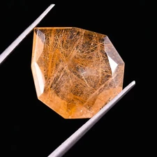 Natural Golden Rutile Quartz Shield Shape Faceted Gemstone 10.15 Cts 19X17X6 mm