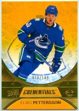 2021-22 UPPER DECK CREDENTIALS ORANGE /149 #10 ELIAS PETTERSSON RAW (TL-7095)