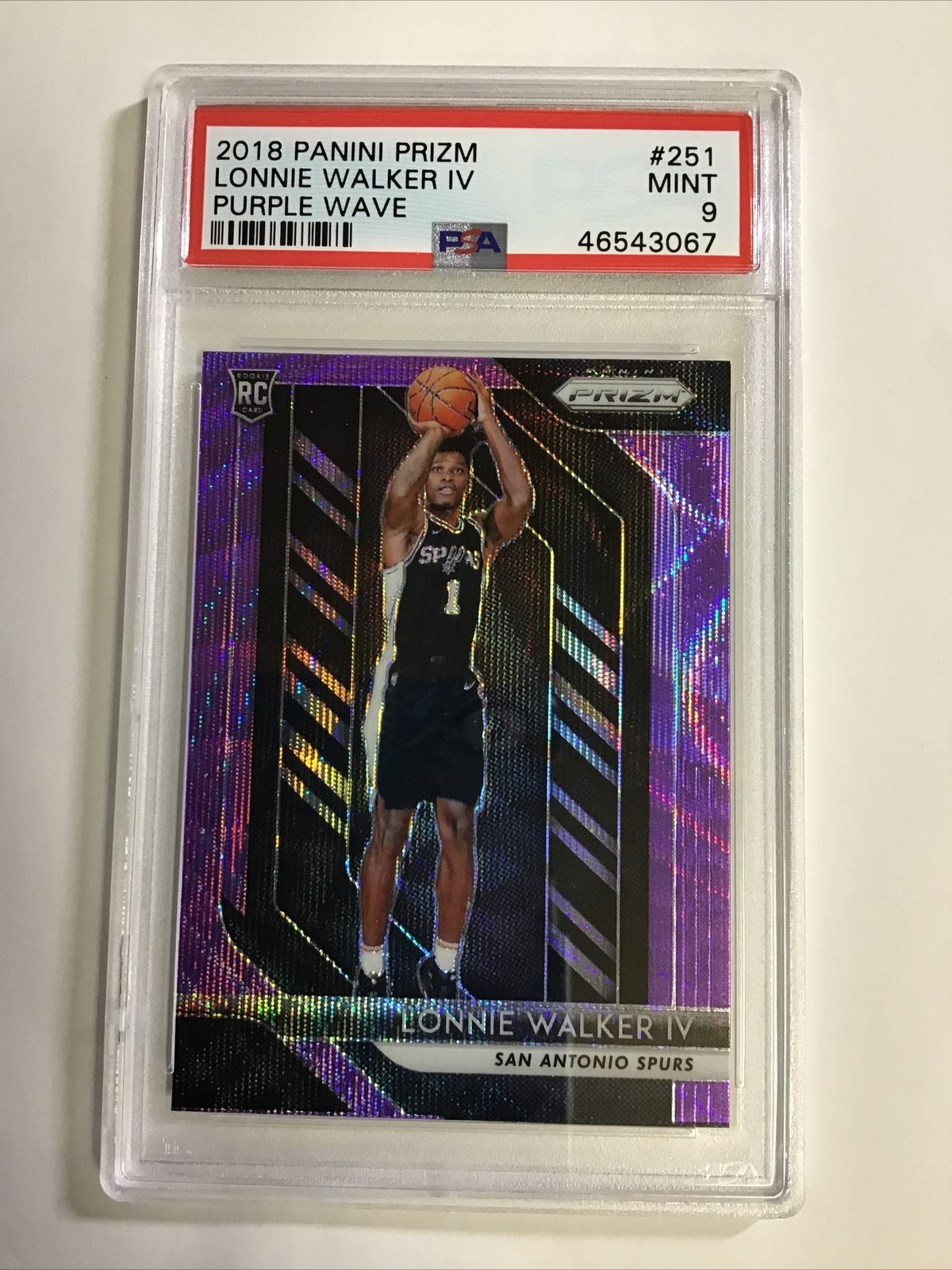 2018-19 Prizm Purple Wave Lonnie Walker IV Rc #251 PSA 9 Rookie MINT S218