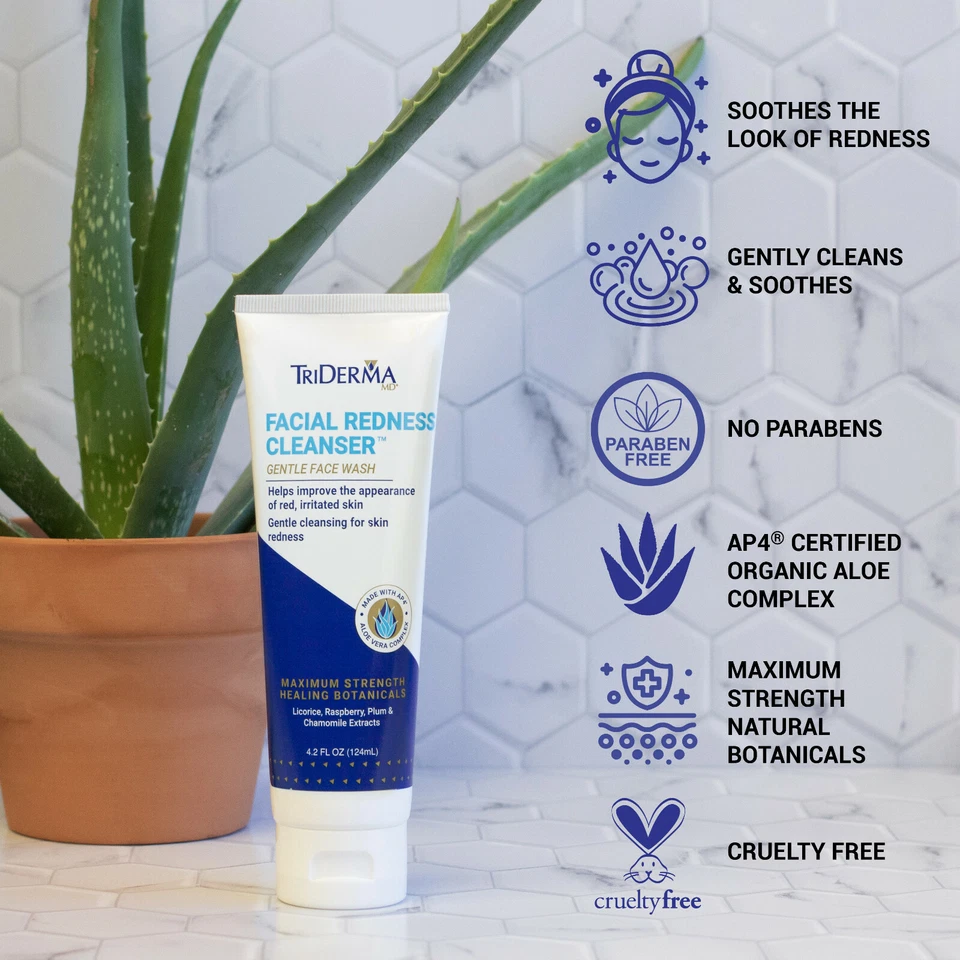 TriDerma Limpiador Facial Enrojecimiento Jabón Facial, Suave para Piel Roja y Sensible 4.2oz Foto 3 de 4