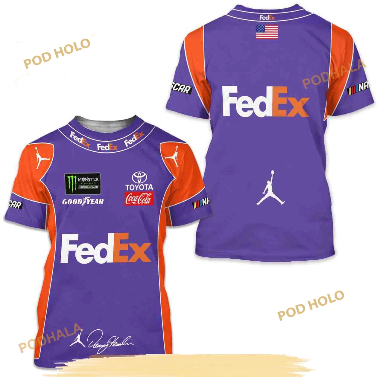 Denny Hamlin Racing 3D All Over Prints Shirt - FedEx T-shirt