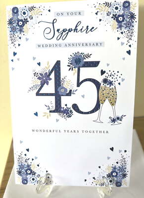 Sapphire Wedding Anniversary Card 45 years Foil Finish | eBay UK