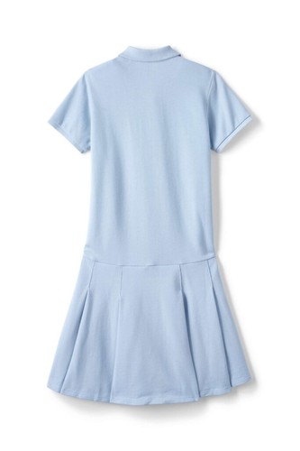 LANDS END 3 Blue School Uniform Adaptive Short Sleeve Mesh Polo Dresses Girls 8 - Picture 7 of 11