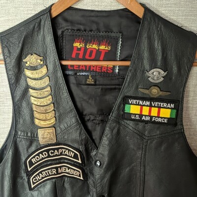 MDM Heren biker lederen vest rocker vest clubvest in zwart, zwart, 6XL