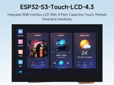 Scheda Di Sviluppo Waveshare ESP32-S3 Con Display 4.3" Touch - 800x480, Wi-Fi, Bluetooth