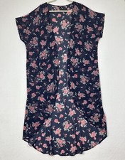 Torrid Women  s Duster Kimono Navy Blue Floral Open Front Size 1/2 1X/2X