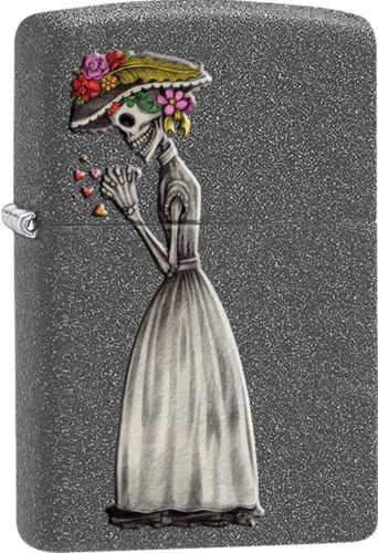 Zippo 28987, Skeleton Love, 2 Piece Set, Iron Stone Finish