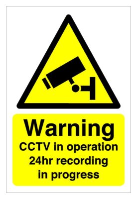 Warnung CCTV in Betrieb 24 Stunden Aufnahme in Bearbeitung Sicherheitsschild - High Tack St